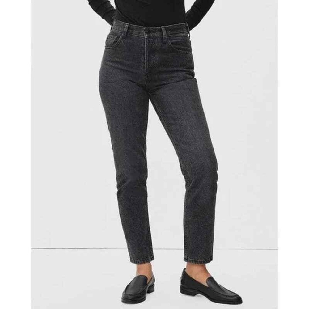 Everlane The High Rise Straight Jean 24 Regular Washed Black Denim Pant B24